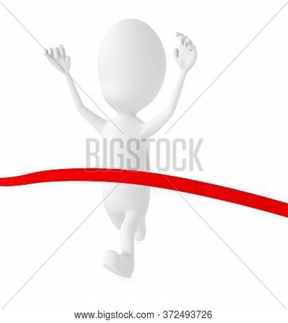 3d Character , Athlette Is About To Cross The Finish Line - 3d Rendering