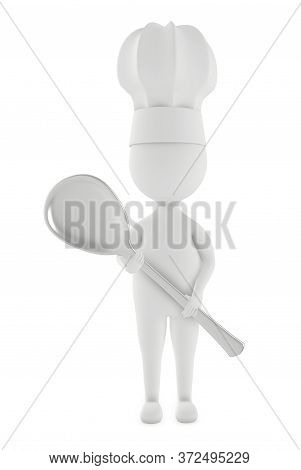 3d character , chef holding a spoon - 3d rendering