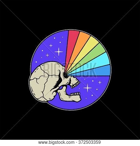 Skull With Rainbow Vision Badge Color Black Background