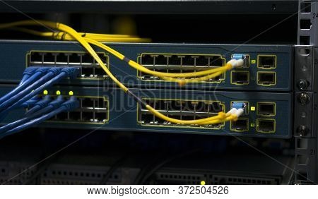 Equipment Optical Technology, Connection. 5g Technological Network Equipment. Computer Network Of In