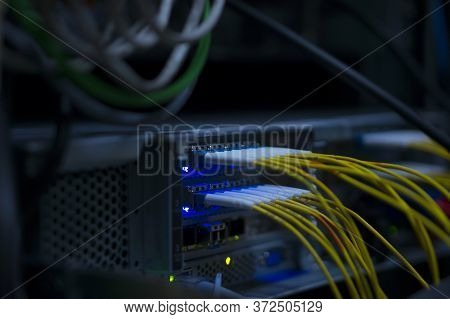 Equipment Optical Technology, Connection. 5g Technological Network Equipment. Computer Network Of In