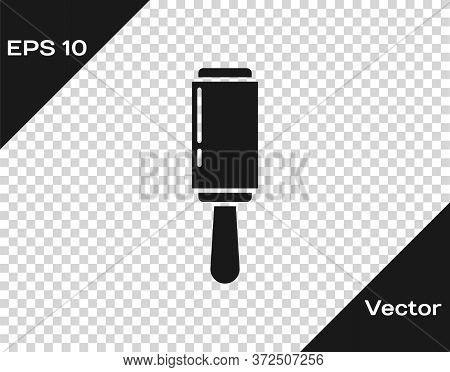 Black Adhesive Roller For Cleaning Clothes Icon Isolated On Transparent Background. Getting Rid Of D