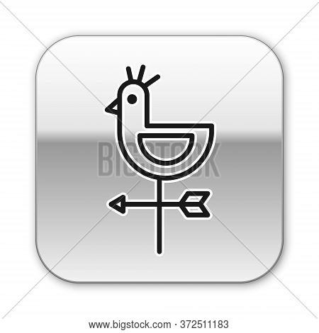 Black Line Rooster Weather Vane Icon Isolated On White Background. Weathercock Sign. Windvane Rooste