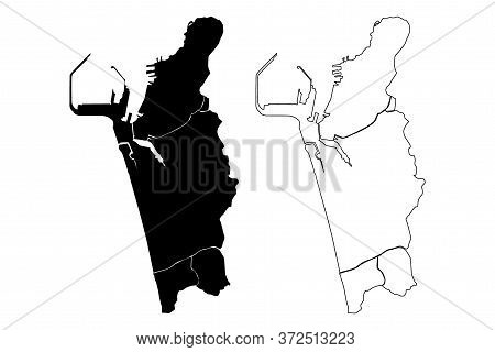 Colombo City (democratic Socialist Republic Of Sri Lanka, Western Province) Map Vector Illustration,