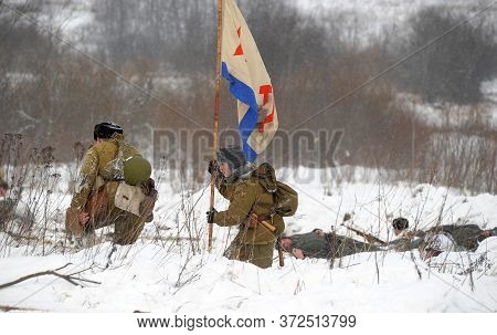 Leningrad Region, Russia - January 22, 2012: The German Gunners During The Second World War To Occup