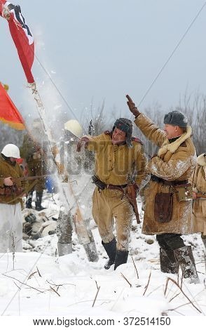 Leningrad Region, Russia - January 22, 2012: The German Gunners During The Second World War To Occup