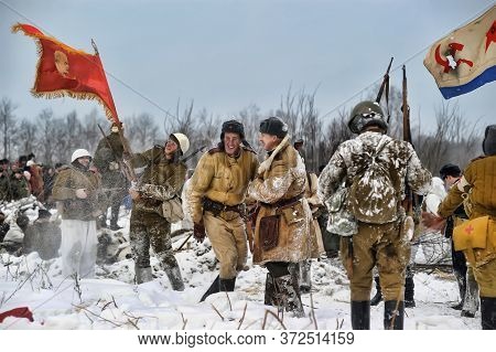Leningrad Region, Russia - January 22, 2012: The German Gunners During The Second World War To Occup