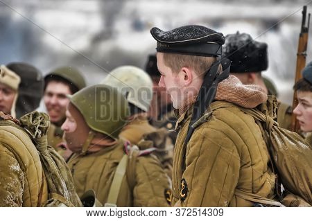 Leningrad Region, Russia - January 22, 2012: The German Gunners During The Second World War To Occup