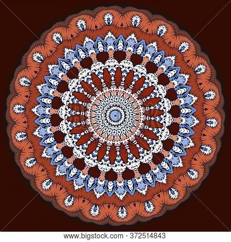 Tapestry Ethnic Colorful Vector Mandala Pattern. Ornamental Textured Background. Tribal Patterned Gr