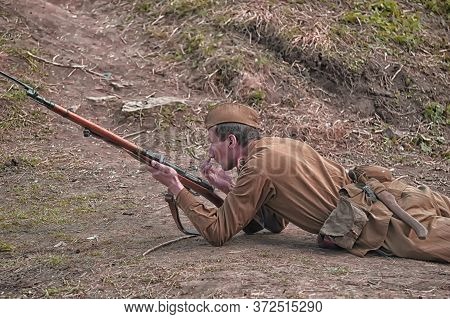 Russia, St. Petersburg, 13,05,2012 Reconstruction Of The Battles Of The Second World War