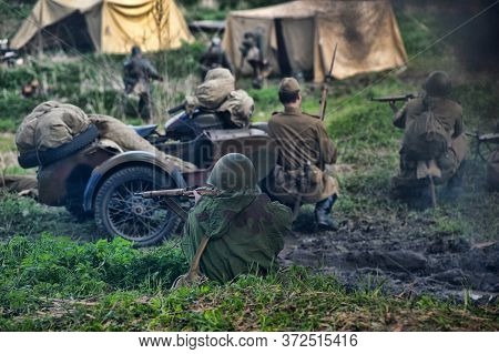 Russia, St. Petersburg, 13,05,2012 Reconstruction Of The Battles Of The Second World War