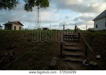 Stairs From The Cemetery To Wardville At The Chisolm Trail Museum