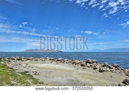06,07,2016 Salt Lake, Utah, Usa Dusk Sky At The Great Salt Lake, Utah, Usa.