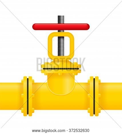 Gate Valve Of Gas Pipeline - Engineering Pipe Communications - Vector Isolated Illustration