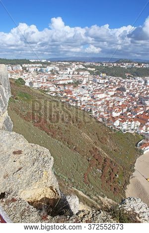 Nazare Town And Beach From Sitio, Portugal