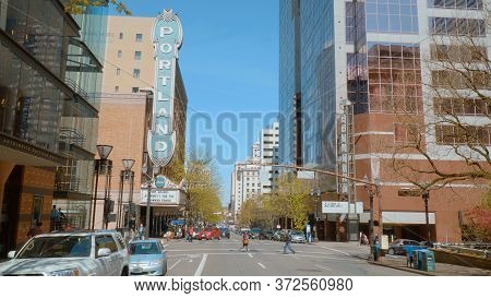 Portland Downtown Street View - Portland, Oregon - April 16, 2017