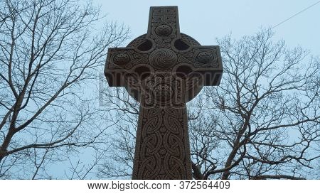 Myterious Trees And A Crucifix In The Mist - Creepy Scary Picture