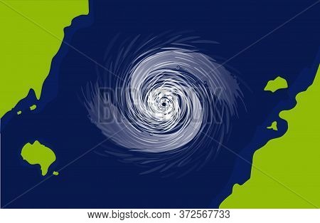 Hurricane View From Space. Huge Dangerous Cyclone