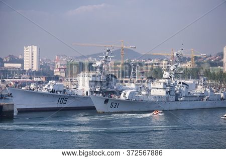 Qingdao, China.  June 25, 2016. Chinese Tourists Visiting Retired Naval Ships At The Qingdao Naval M