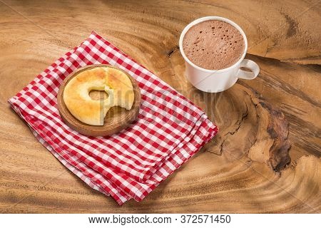 Pandequeso Traditional Colombian Food - Hot Drink Chocolate