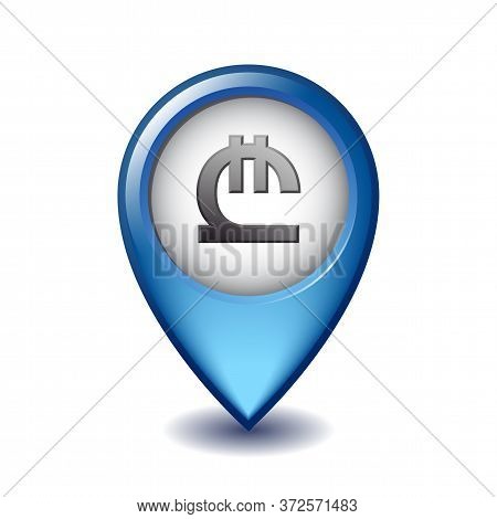 Georgian Lari Currency Symbol On Mapping Marker Vector Icon.