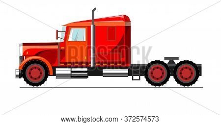 Car Truck. Vector. Cartoon. Flat. Large Truck For Transporting Goods. Freight Transportation Auto Tr
