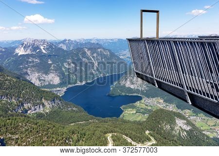 View Of The Mountains Through The Picture Frame. Viewing Platform Five Fingers. Dachstein-krippenste