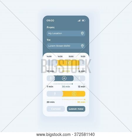 Bus Travel App Smartphone Interface Vector Template. Mobile App Page Light Theme Design Layout. City