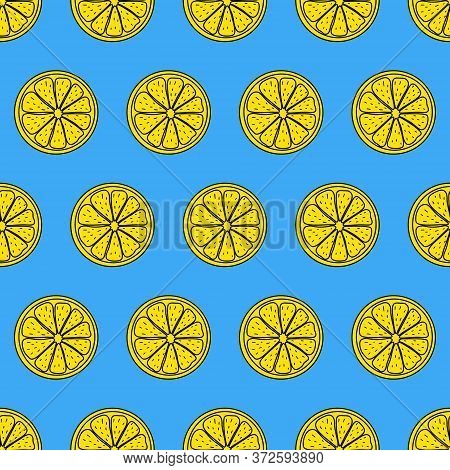 Seamless Pattern. Sliced Pieces Of Citrus Fruit. The Colored Backdrop Of Tropical Fruit. Stock Vecto