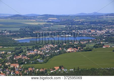 View Of The Lake Of Olbersdorf Near Zittau In Saxony
