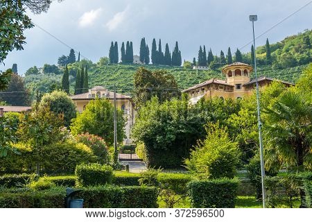 Valdobbiadene, Italy - August 11, 2019: Picturesque Hills With Vineyards Of The Prosecco Sparkling W