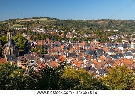 High Angle View From Lookout Point Juche On The City Meisenheim, Germany
