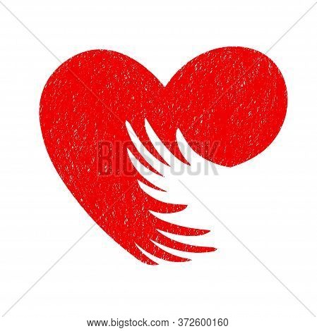 Hands Embrace The Heart. Charity Symbol, Logo Illustration.