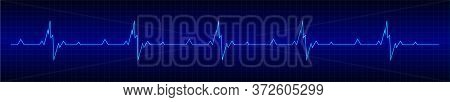 Heart Rhytm. Blue Electrocardiogram. Heartbeat. Heartbeat Line. Vector Illustration.