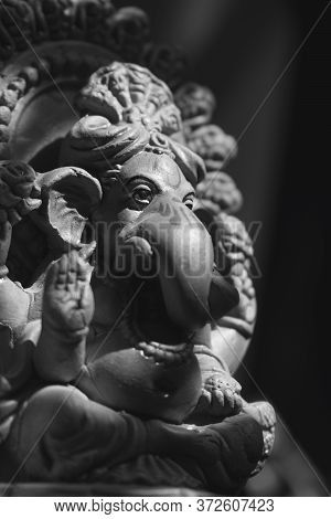 The Ganesha Statue In Black & White. Ganesha (also Known As Ganesa Or Ganapati) Is One Of The Most I