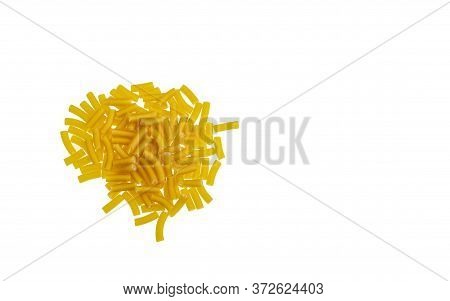 Heap Of Macaroni, A Dry Pasta Shaped Like Narrow Tubes, Made Of Durum Wheat (triticum Durum) Semolin