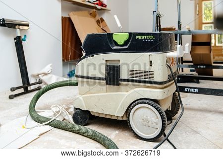 Paris, France - June 8, 2020: Side View Of Festool Cleantec Professional Vacuum Cleaner In Large Roo