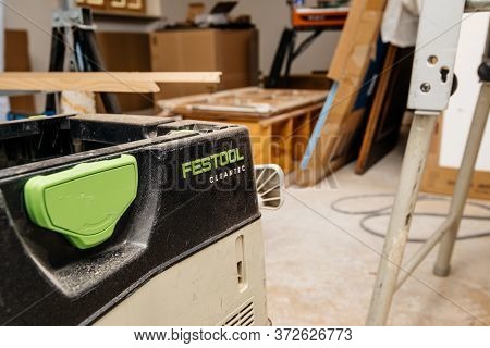 Paris, France - June 8, 2020: Close-up Macro Shot Of Festool Cleantec Professional Vacuum Cleaner