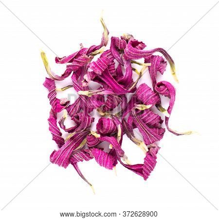 Dried Echinacea Flowers, Isolated On White Background. Petals Of Echinacea Purpurea. Medicinal Herbs