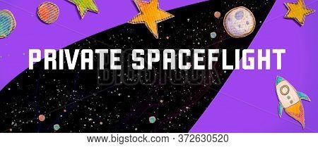 Private Spaceflight Theme With Space Background With A Rocket, Moon, Stars And Planets