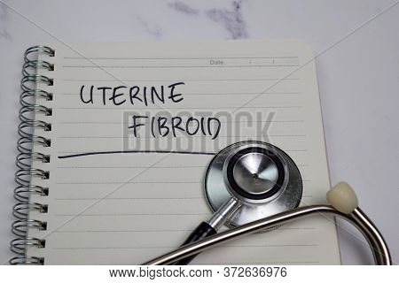Uterine Fibroid On Top View Yellow Table. Healthcare/medical Concept.