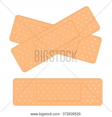 Medical Adhesive Tape Plasters. Vector Illustration Of Medical Tape, Plaster, Protection, Care. Adhe