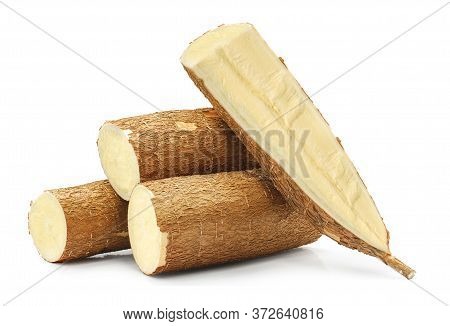 Single Object Of Cassava Isolated On White Background