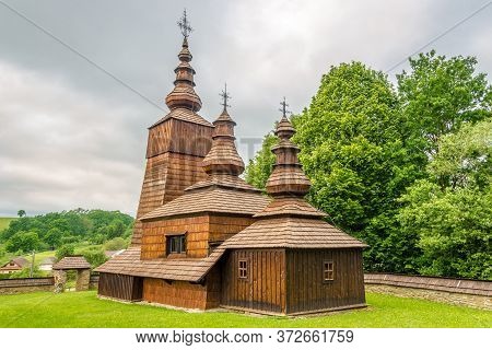 View At The Wooden Church Of St.paraskeva In Village Potoky - Slovakia