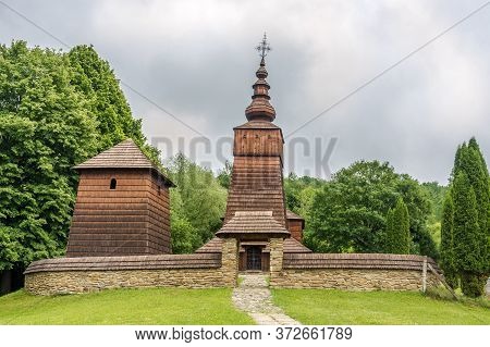 View At The Wooden Church Of St.paraskeva In Village Potoky - Slovakia