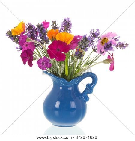 Colorful flower bouquet from the garden in vase