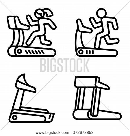 Treadmill Icons Set. Outline Set Of Treadmill Vector Icons For Web Design Isolated On White Backgrou