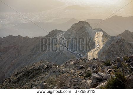 Taif Ksa , Mountains In Al Taif, Saudi Arabia
