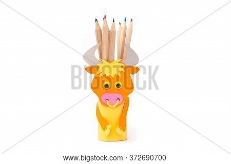 Ox Or Bull Toilet Paper Roll Craft For Kid, Easy Pencil Holder, Farmyard Animal Craft, Easy Fun Proj