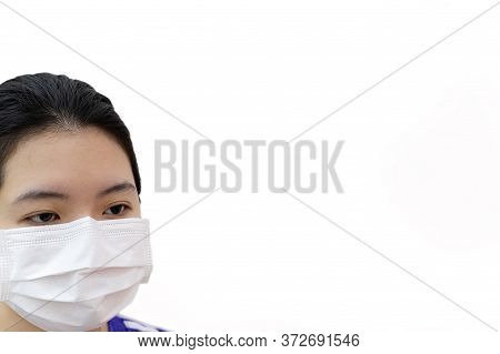 Coronavirus, Woman Wearing A Mask To Protect Her Face From The Corona Virus And Prevent The Spread O